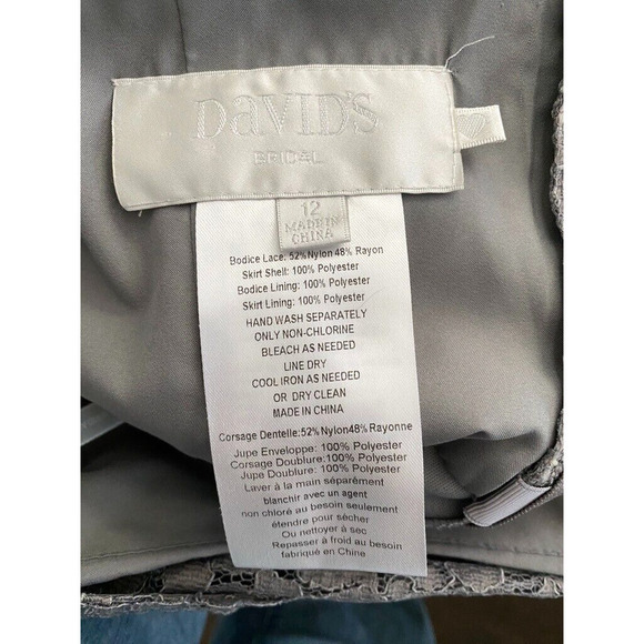David's Bridal - Lace low back grey Maxi special occasion dress women size 12 - Picture 5 of 6